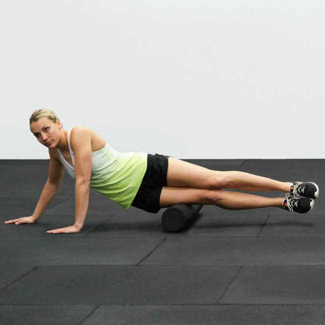 Foam rolling the quads for Osgood Schlatter disease
